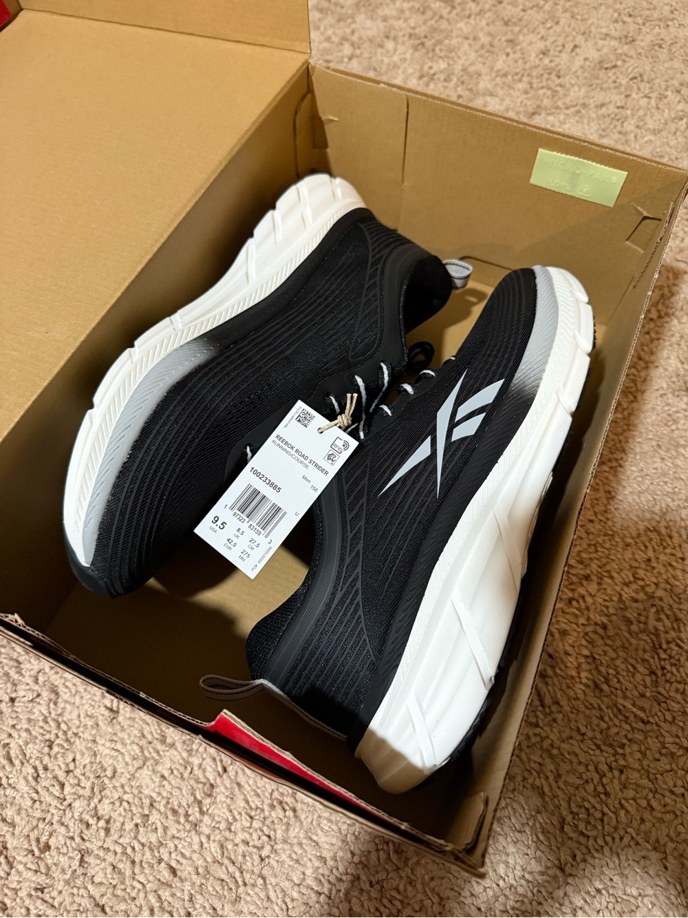 Reebok Road Strider Men's Running Shoes Black White Size 9.5
